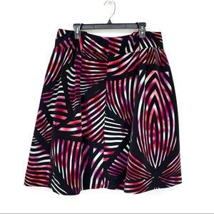 Worthington Vibrant Pink Magenta Black Abstract Bold Stripe Print Skirt Size 18